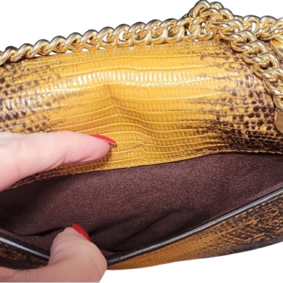 Coach Cassidy Lizard Embossed Leather Turnlock Chain Crossbody Bag F72671 - Picture 4 of 8